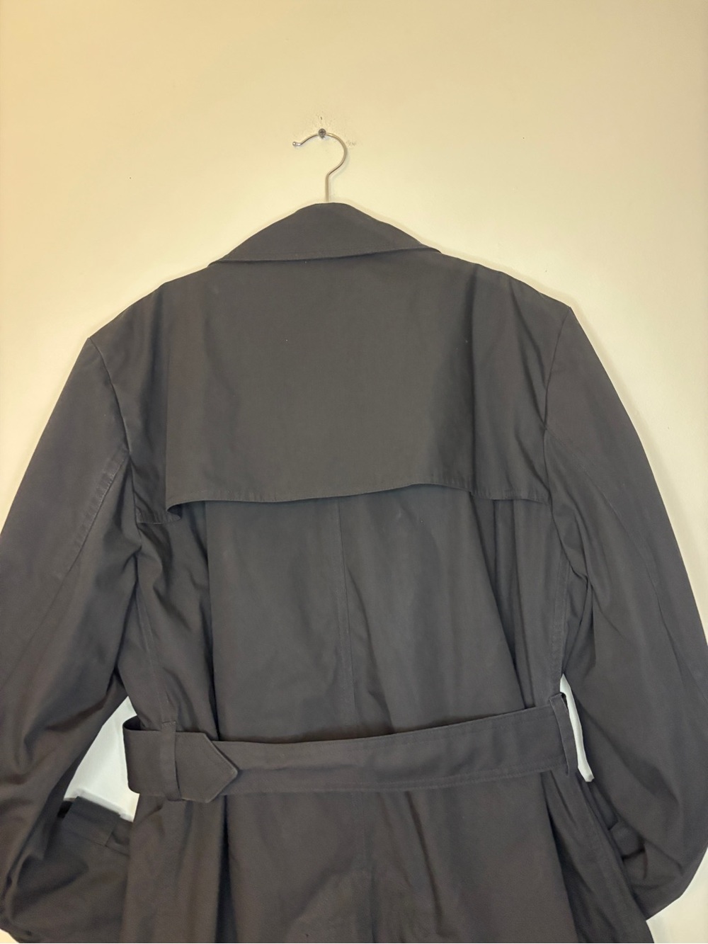 AMERICAN APPAREL Classic Men's Black Trench Coat - Belted Double-Breasted - Picture 12 of 16